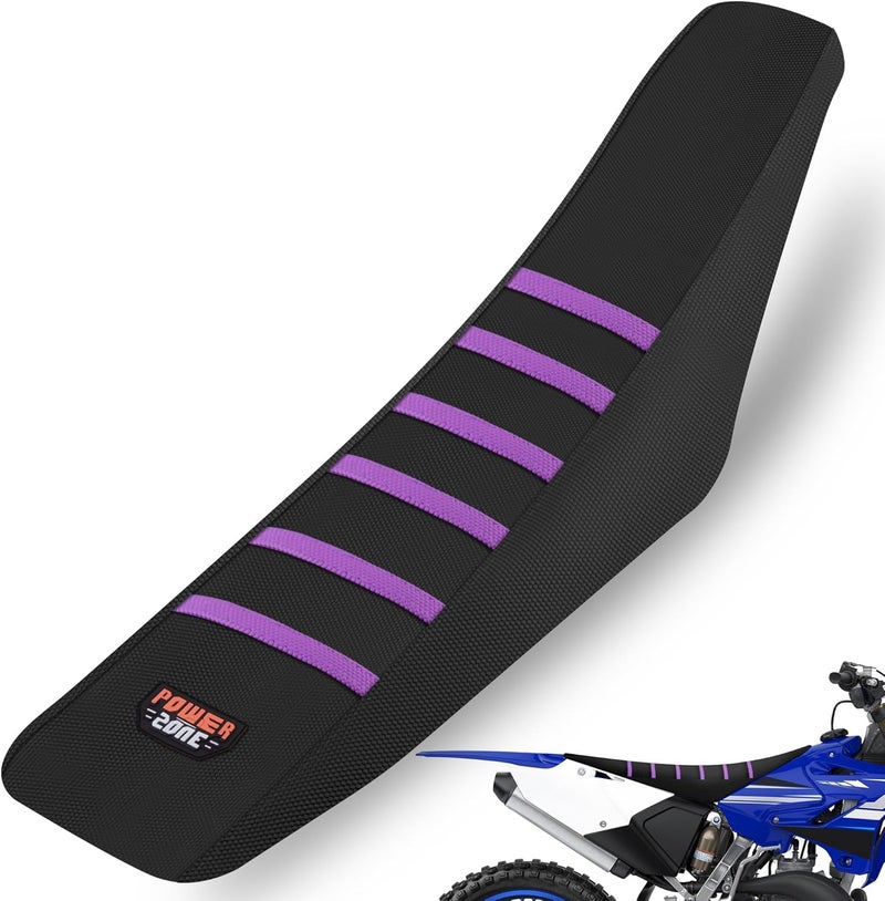 fewfuss Universial Dirt Bike Seat Cover - Soft Ribbed Rubber Seat Covers for Motorcross Enduro (Purple) - Image 1